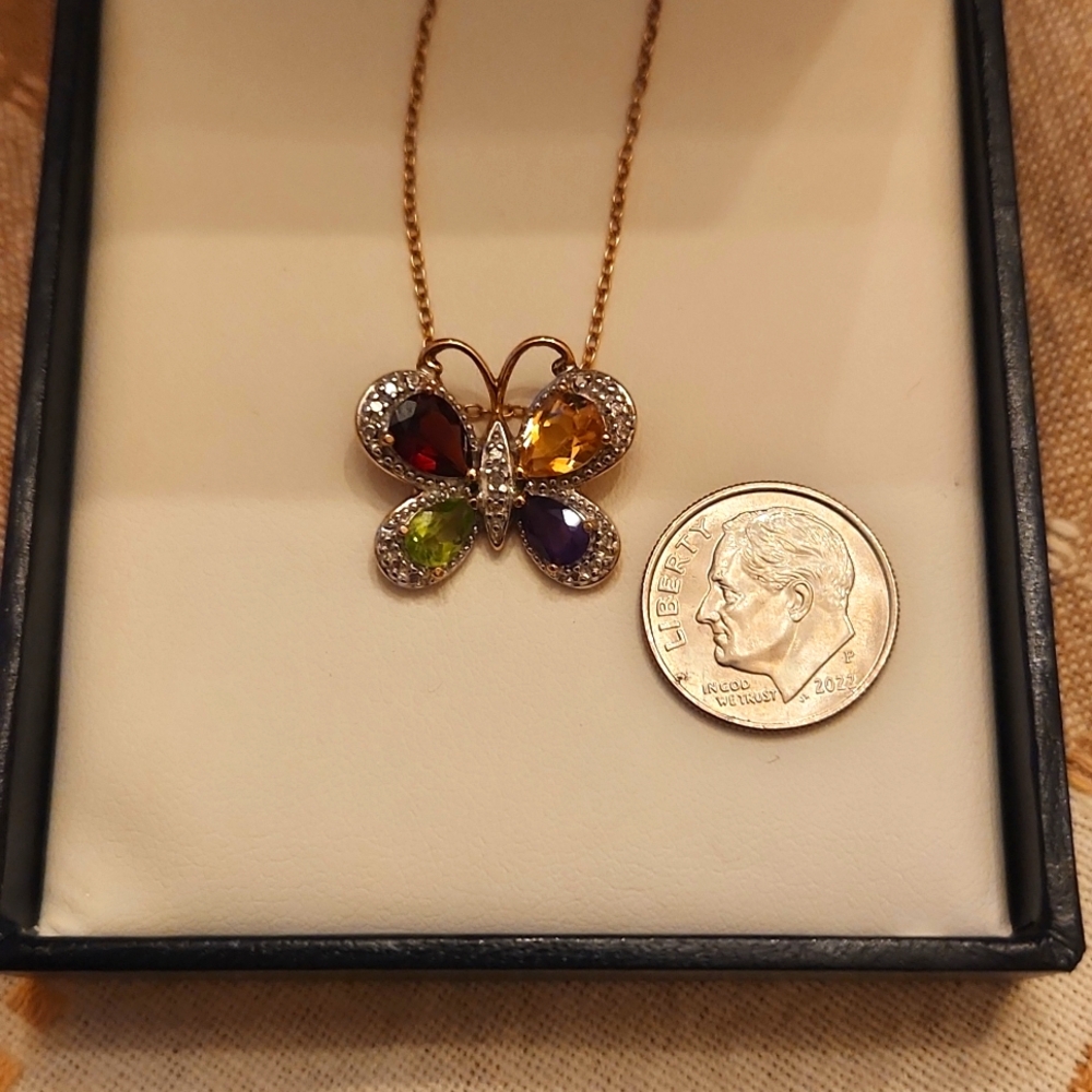 Gemstone butterfly necklace